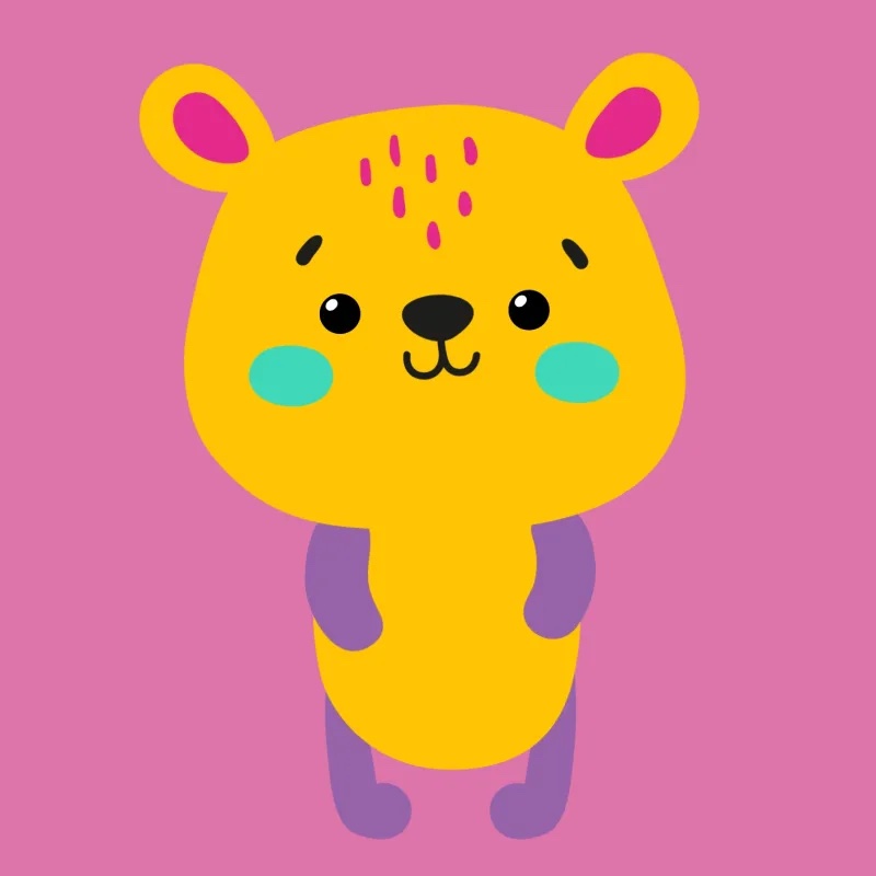 L'ours, mascotte de Totem : illustration d'un ourson jaune aux joues roses